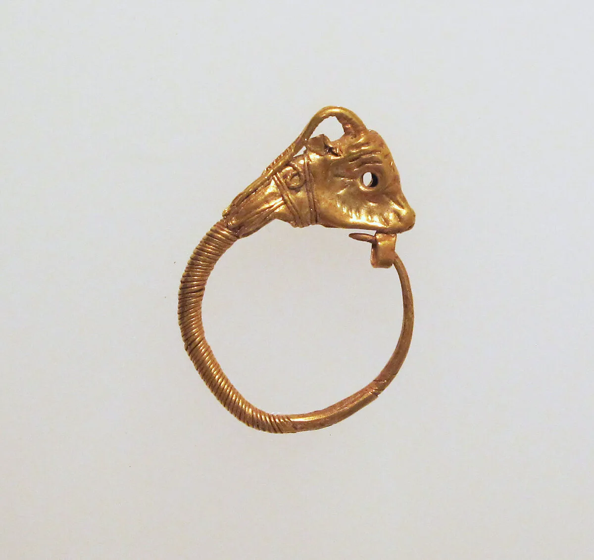 Gold earring with head of a goat — Unknown