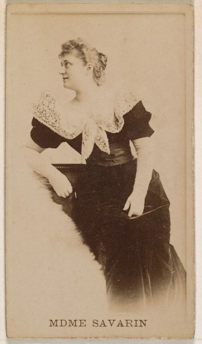 Mdme. Savarin, from the Actresses series (N245) issued by Kinney Brothers to promote Sweet Caporal Cigarettes — Kinney Brothers Tobacco Company