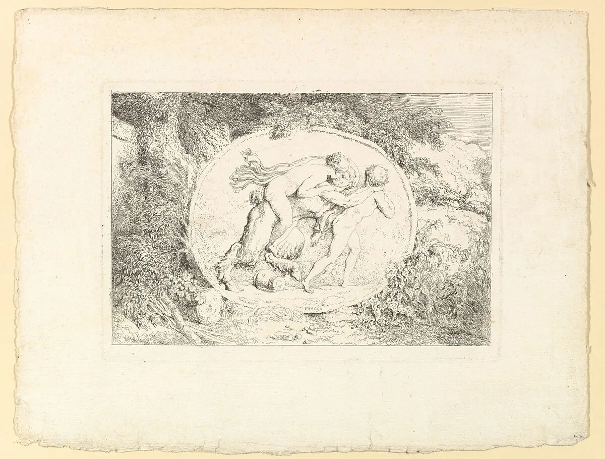 Nymph Astride a Satyr — Jean Honoré Fragonard