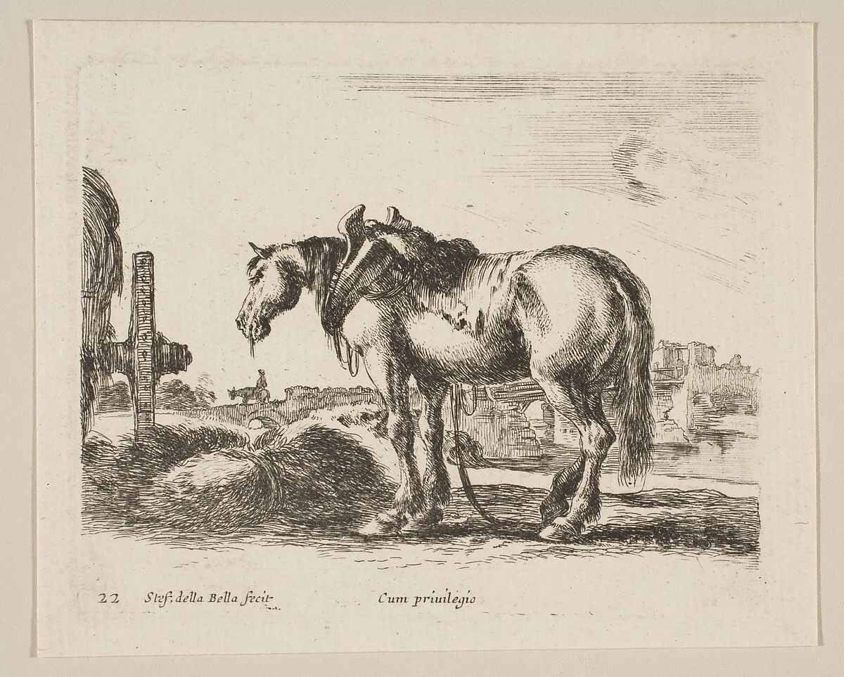 Plate 22: Cart Horse, from "Various animals" (Diversi animali) — Stefano della Bella