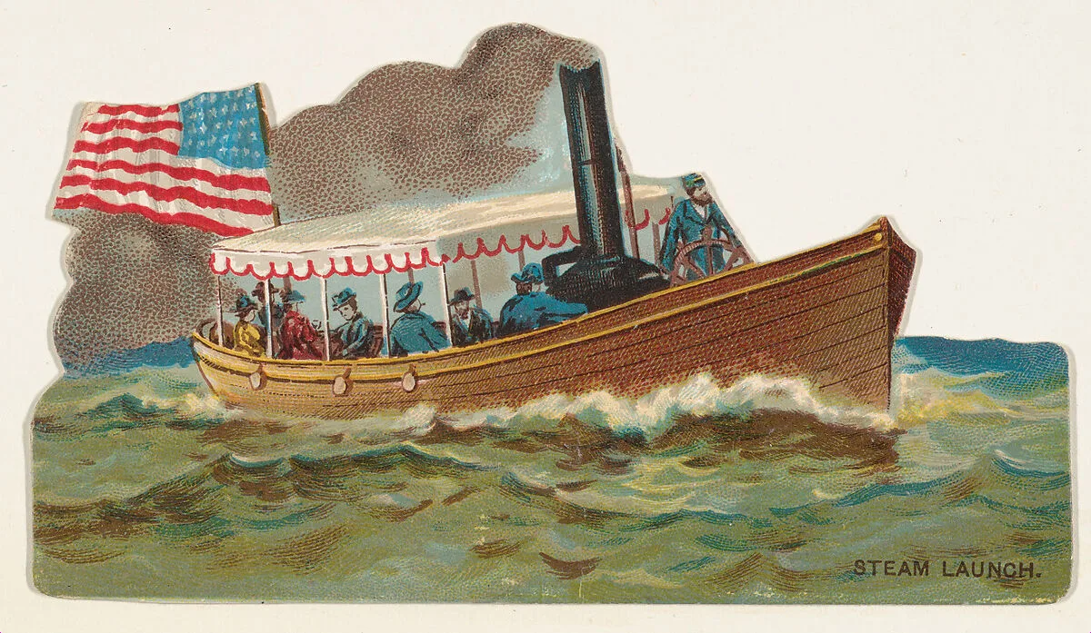 Steam Launch, from the Types of Vessels series (N139) issued by Duke Sons & Co. to promote Honest Long Cut Tobacco — Knapp & Company|W. Duke, Sons & Co.|Giles