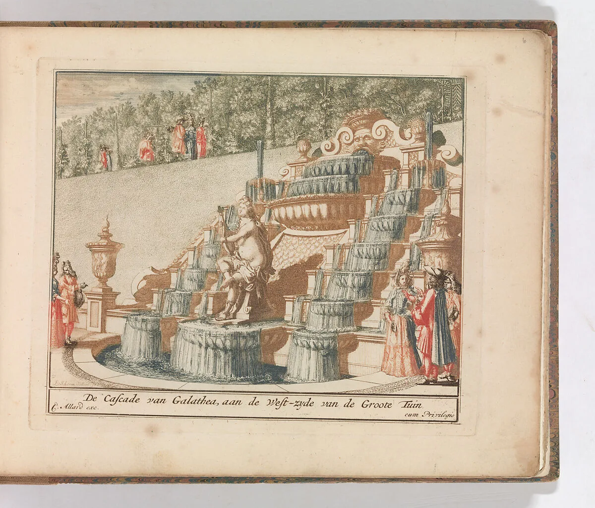'De Cascade van Galathea, aan de West-zyde van de Groote Tuin', in: Tooneel Der Voornaamste Nederlands Huizen, En Lust Hoven, Naar T Leven Afgebeeld — Lorenz Scherm|Carel Allard