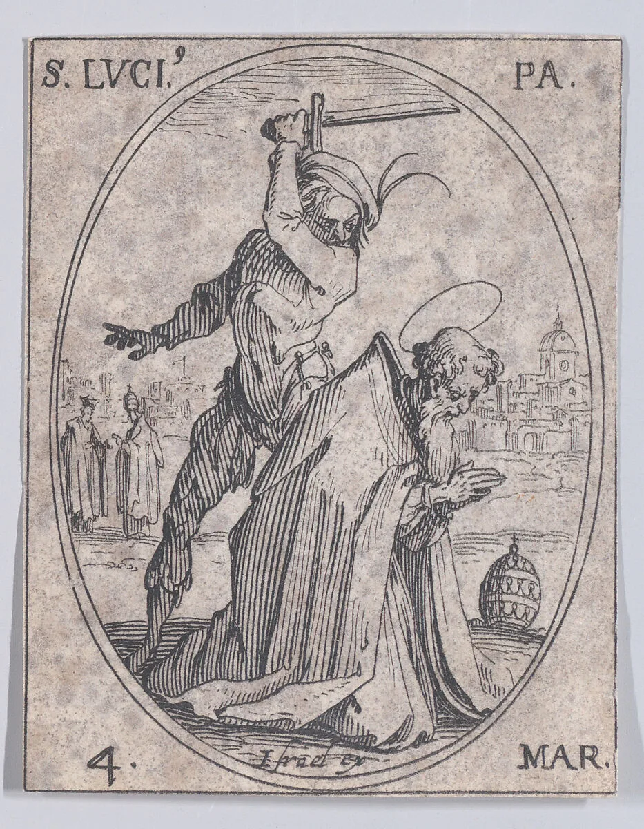 S. Lucius, pape (St. Lucius, Pope), March 4th, from "Les Images De Tous Les Saincts et Saintes de L'Année" (Images of All of the Saints and Religious Events of the Year) — Jacques Callot|Israël Henriet
