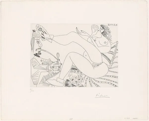 Opium Smoker with Woman in Slippers on her Bed and a Little Dog, from 347 Suite — Pablo Picasso|Aldo and Piero Crommelynck|Galerie Louise Leiris