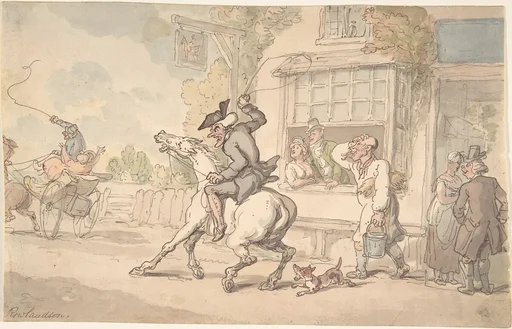 Dr. Syntax with a Balky Horse Before an Inn