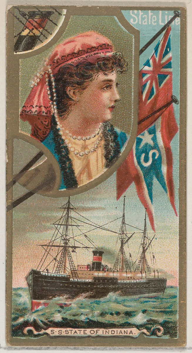 Steamship State of Indiana, State Line, from the Ocean and River Steamers series (N83) for Duke brand cigarettes — W. Duke, Sons & Co.