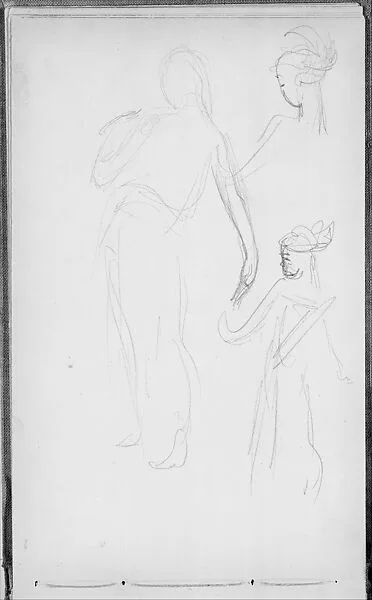 Standing Javanese Dancer from Behind (from Sketchbook of Javanese Dancers) — John Singer Sargent