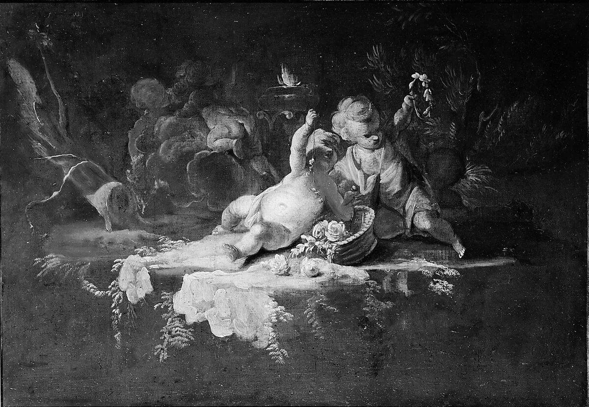 Putti with a basket of flowers — François Boucher|French Painter