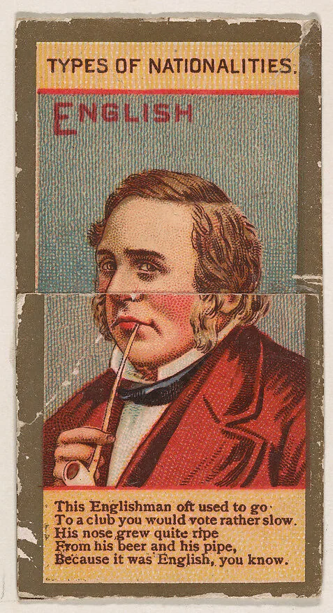 English, from Types of Nationalities (N240) issued by Kinney Bros. — Kinney Brothers Tobacco Company