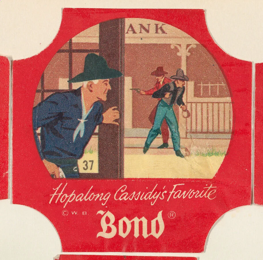 No. 37, from the Hopalong Cassidy bread labels series (D290-8) issued by Bond Bread — Warner Bros|Bond Bread