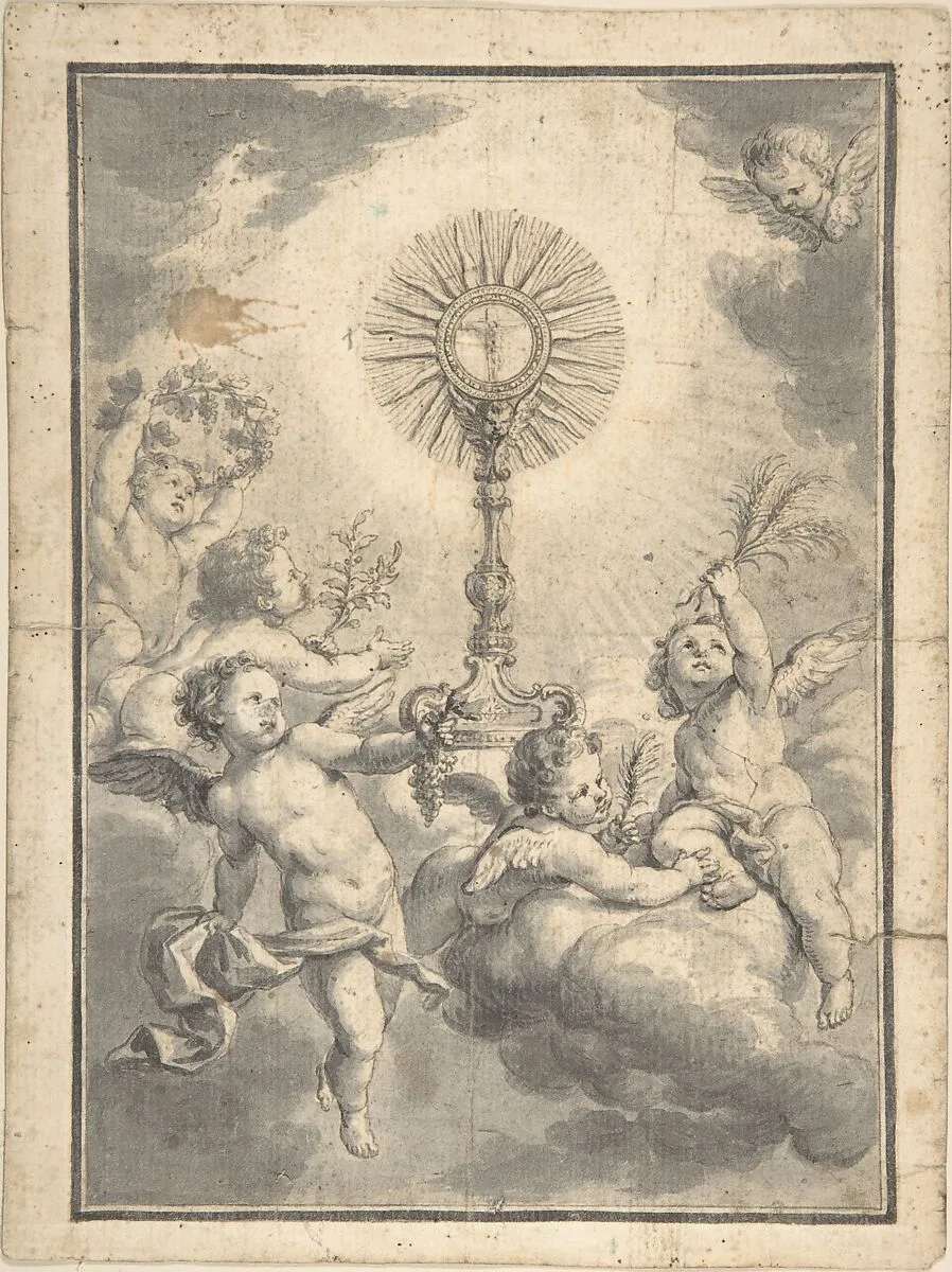 Monstrance Surrounded by Cherubs — Anonymous, Italian, 17th or 18th century