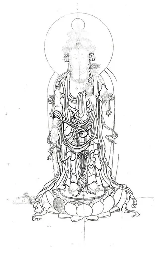十一面観音像下絵|Drawing of Eleven-headed Kannon