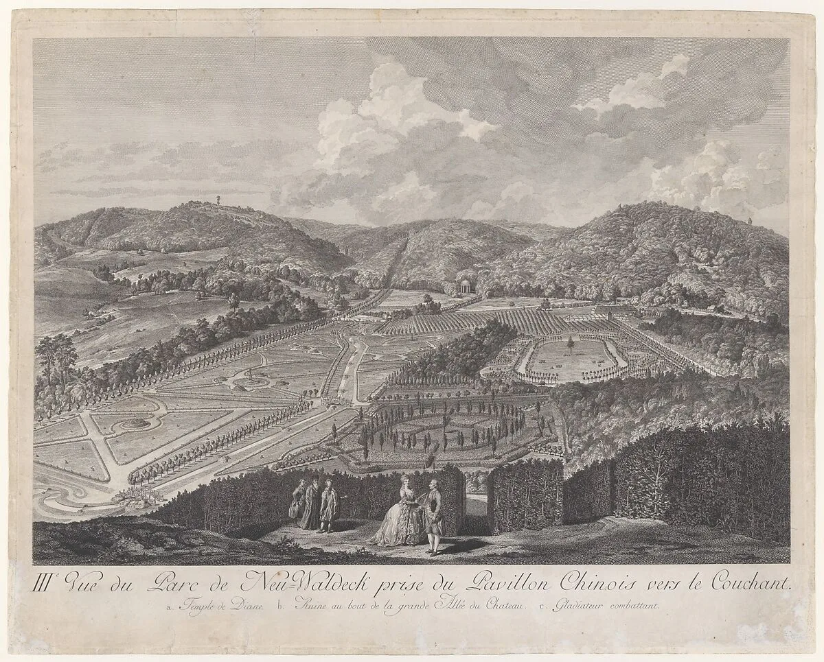 IIIe Vue du Parc de Neu-Waldeck prise du Pavillon Chinois vers le Couchant, from Views of the Park and Gardens of Marshal Count de Lacy at Neu-waldegg — Jakob Matthias Schmutzer|Carl Conti|Clemens Kohl|Franz Karl Zoller