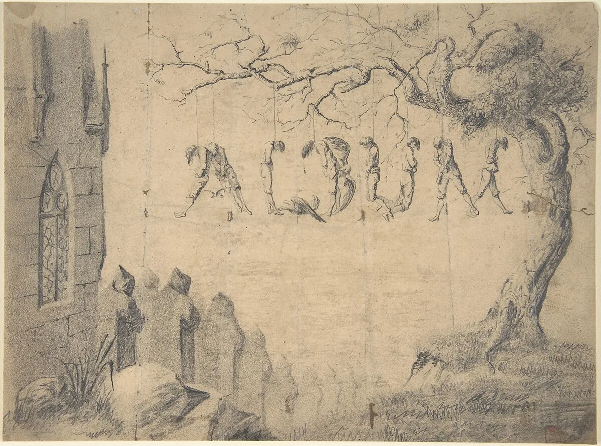 Album Title Page: Hanging Scene — Anonymous, French, 19th century