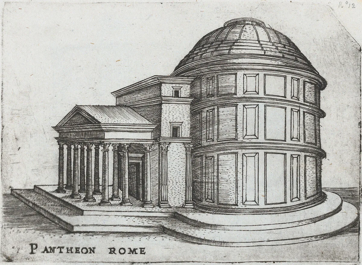 Arcus in Hispania, from a Series of Prints depicting (reconstructed) Buildings from Roman Antiquity — Monogrammist G.A. & the Caltrop