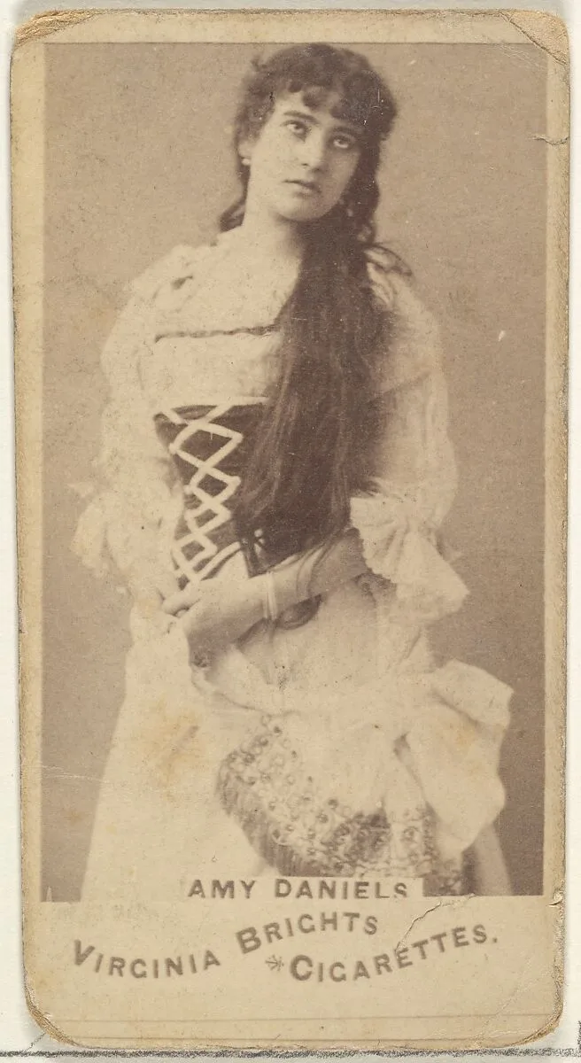 Amy Daniels, from the Actors and Actresses series (N45, Type 1) for Virginia Brights Cigarettes — Allen & Ginter