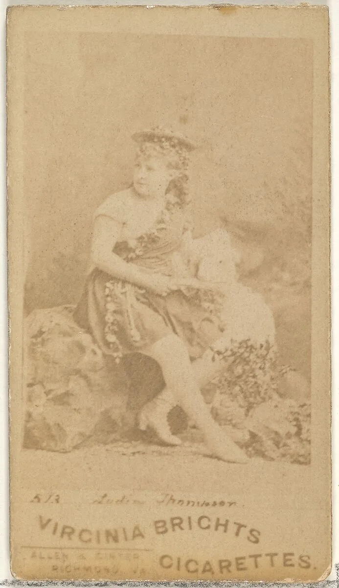 Card 523, Lydia Thompson, from the Actors and Actresses series (N45, Type 1) for Virginia Brights Cigarettes — Allen & Ginter