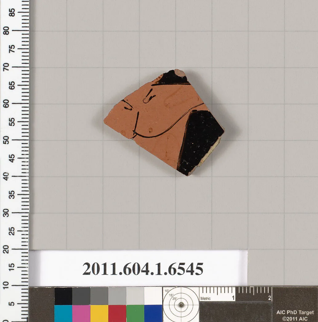Terracotta fragment of a kylix (drinking cup) — Colmar Painter