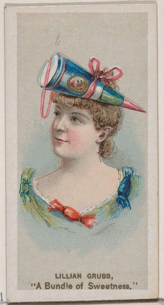 Lillian Grubb as "A Bundle of Sweetness," from the series Fancy Dress Ball Costumes (N73) for Duke brand cigarettes — W. Duke, Sons & Co.|Knapp & Company