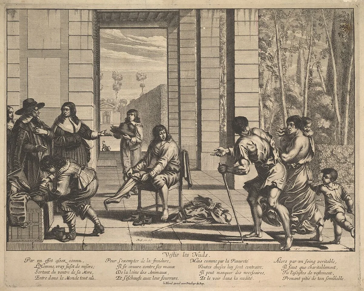 Clothing Beggars, from "Acts of Mercy" — Abraham Bosse|Jean I Leblond