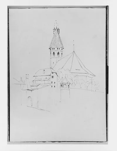 Rooftops and Spire (from Switzerland 1870 Sketchbook)