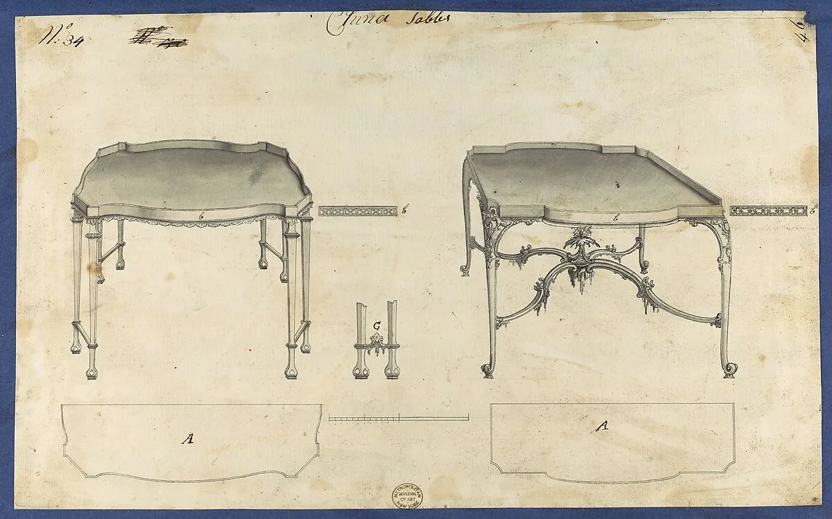 China Tables, from Chippendale Drawings, Vol. II — Thomas Chippendale