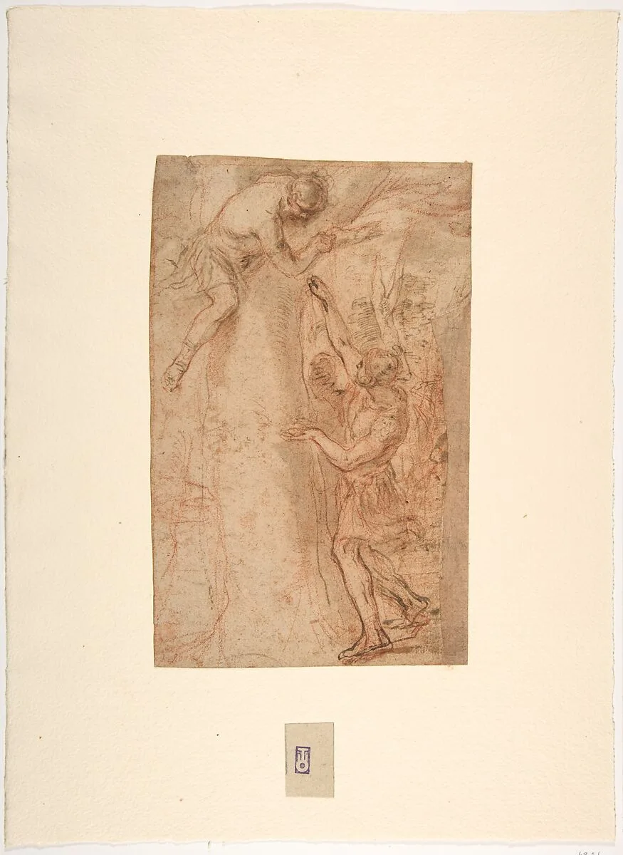 Two Warriors, One Standing, The Other Clinging to a Tree — Andrea Sacchi
