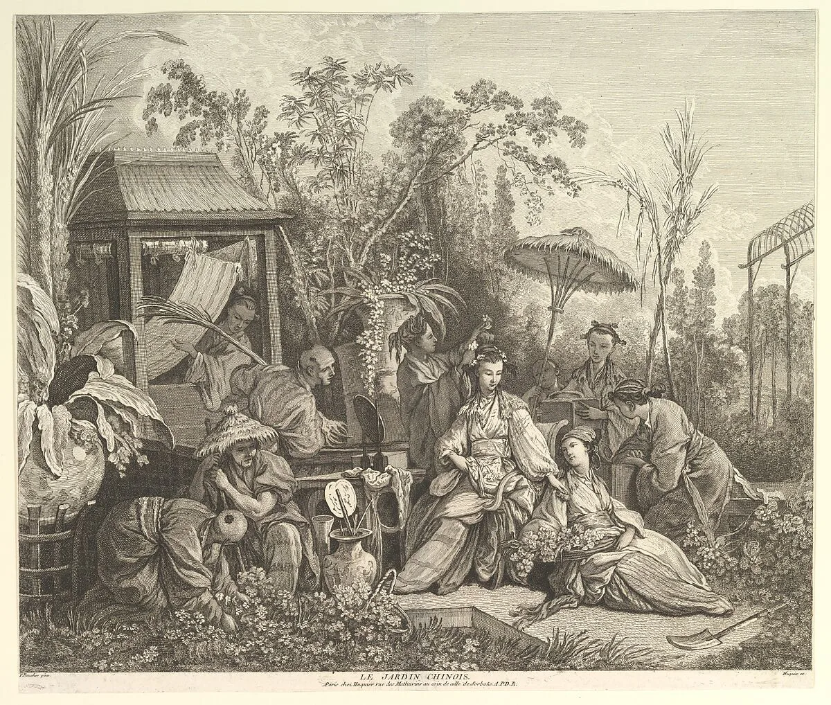 Le Jardin Chinoise (The Chinese Garden), from Chinoiseries — Chez Huquier|François Boucher|Jacques Gabriel Huquier|Gabriel Huquier