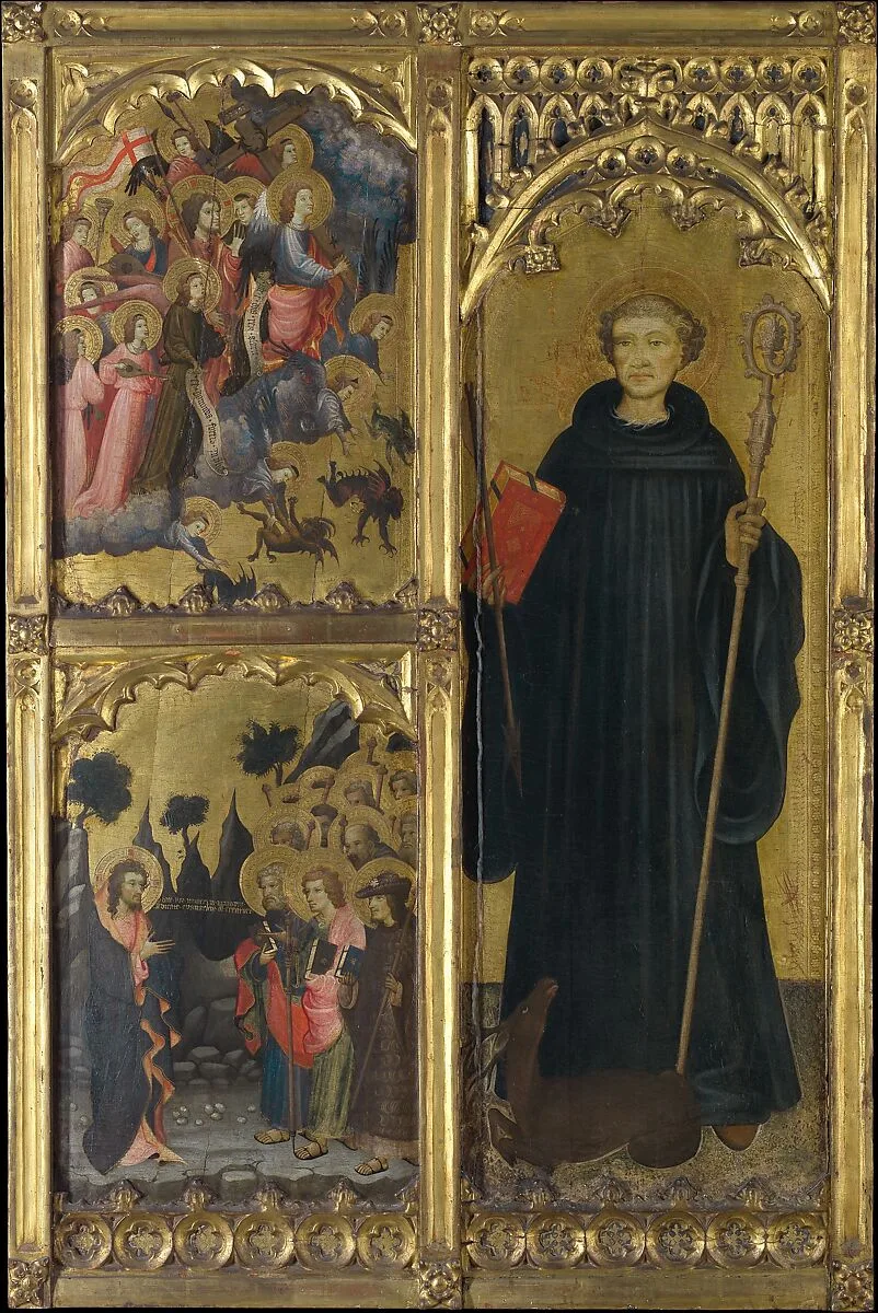 Saint Giles with Christ Triumphant over Satan and the Mission of the Apostles — Miguel Alcañiz (or Miquel Alcanyís)
