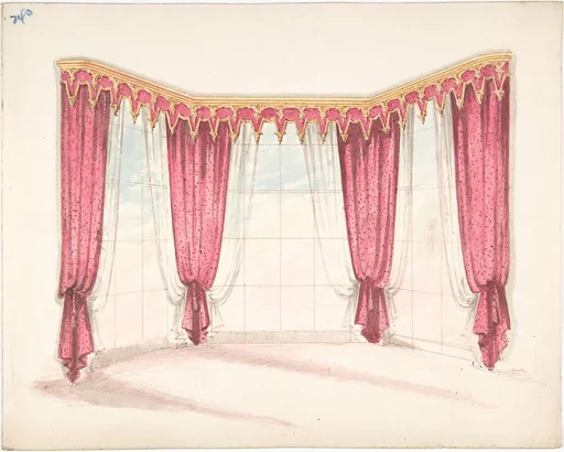 Design for Red Curtains with a Red and Gold Pelmet