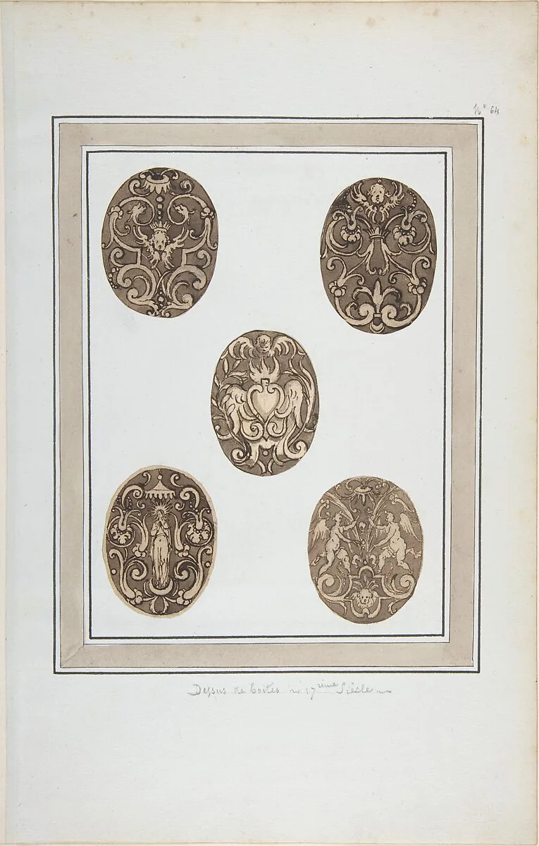 Oval Ornament Designs for Boxes — Anonymous, French, 17th century