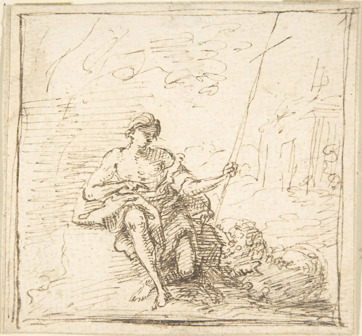 John the Baptist with a Lamb in the Wilderness — Anonymous, Spanish, 17th century|Pedro Duque Cornejo