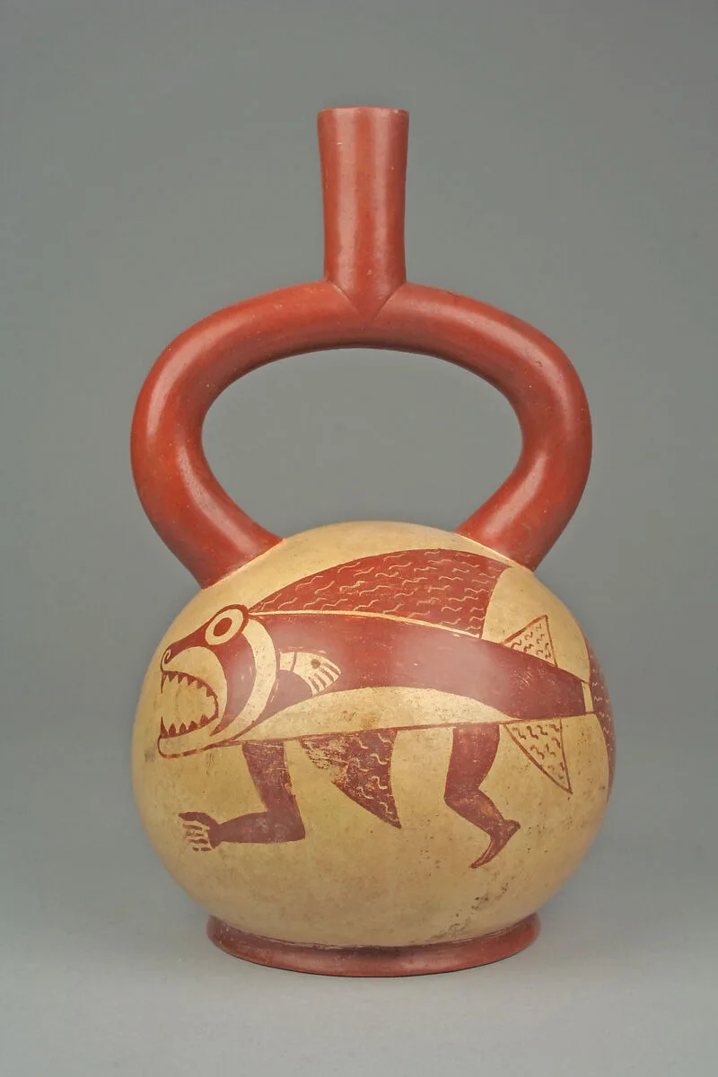 Stirrup Spout Bottle with Sea Monster — Unknown
