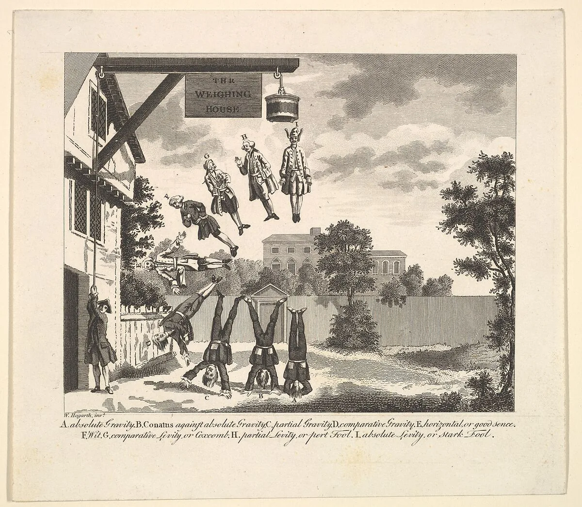 Frontispiece to Clubbe's Physiognomy (or the Weighing House) — William Hogarth|Rev. John Clubbe