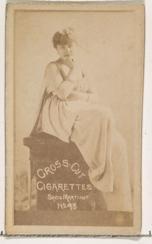 Card Number 93, Sadie Martinot, from the Actors and Actresses series (N145-1) issued by Duke Sons & Co. to promote Cross Cut Cigarettes — W. Duke, Sons & Co.