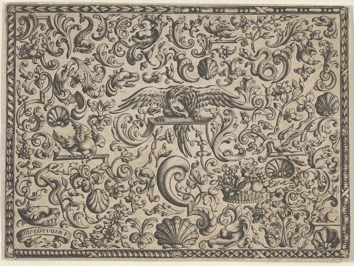 Horizontal Panel with a Bird Perched at Center — J. Boissevain