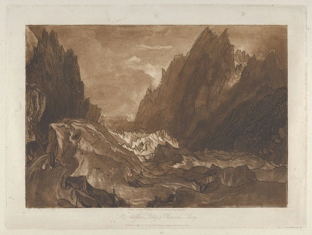 Mêr de Glace, Valley of Chamouni-Savoy (Liber Studiorum, part X, plate 50) — Joseph Mallord William Turner