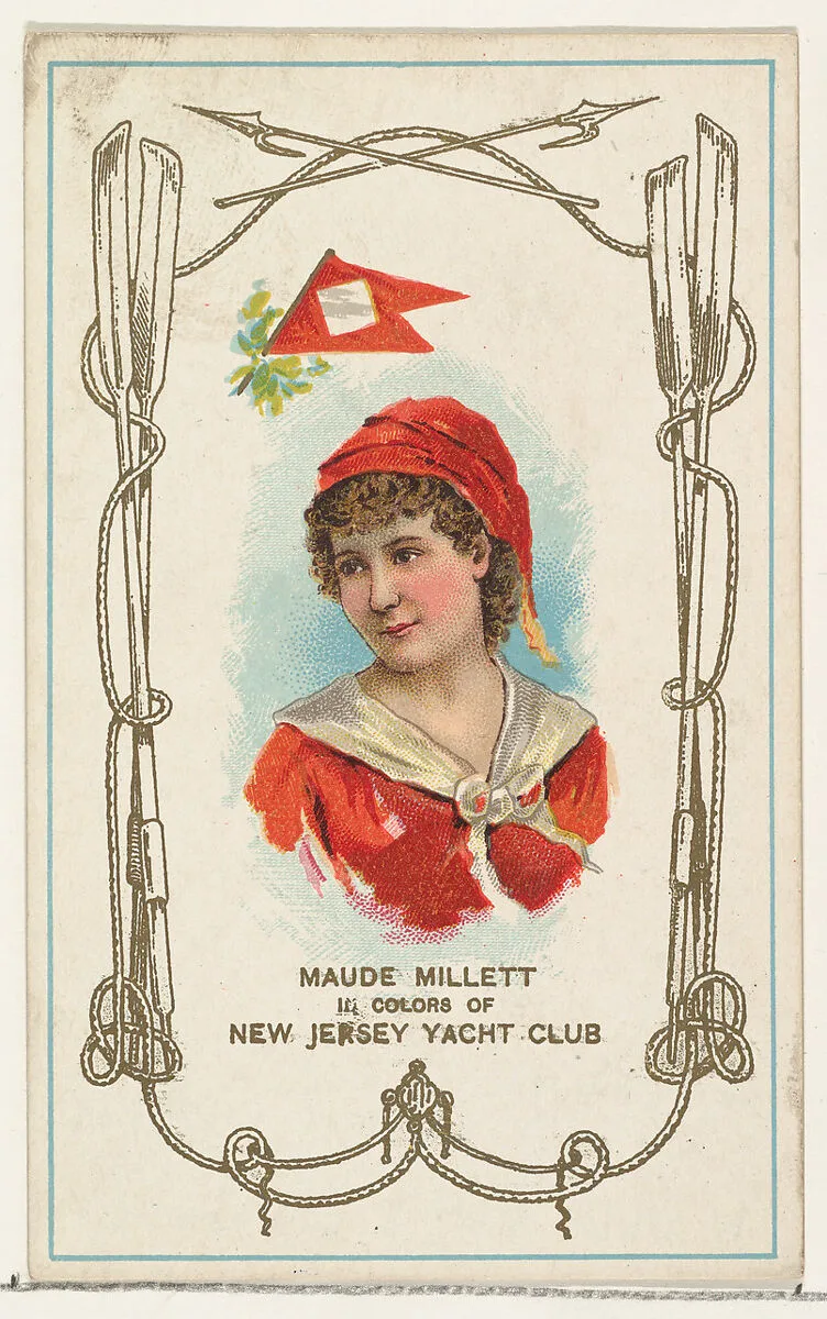 Maude Millett in Colors of New Jersey Yacht Club, from the Yacht Colors of the World series (N140) issued by Duke Sons & Co. to promote Honest Long Cut Tobacco — W. Duke, Sons & Co.