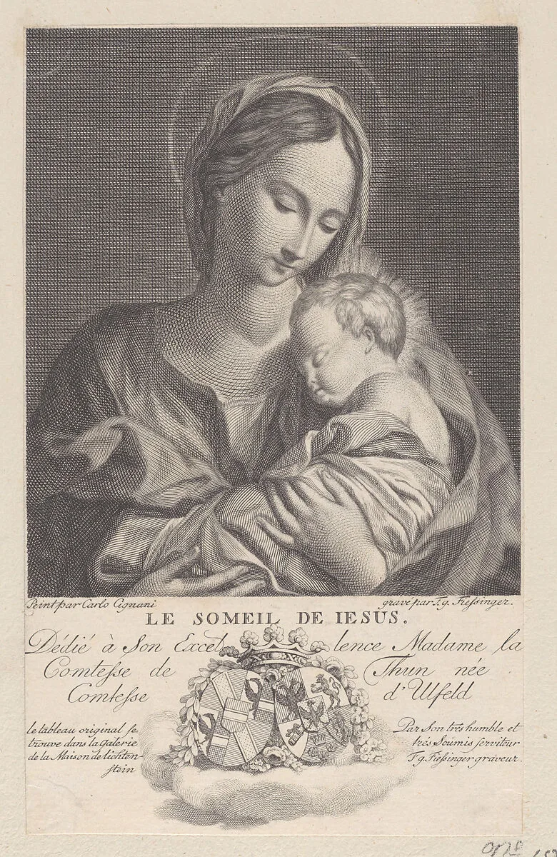 Virgin and Child, with the Christ child sleeping in her arms (Le Somiel de Jesus) — Franz Gabriel Fiesinger|Carlo Cignani