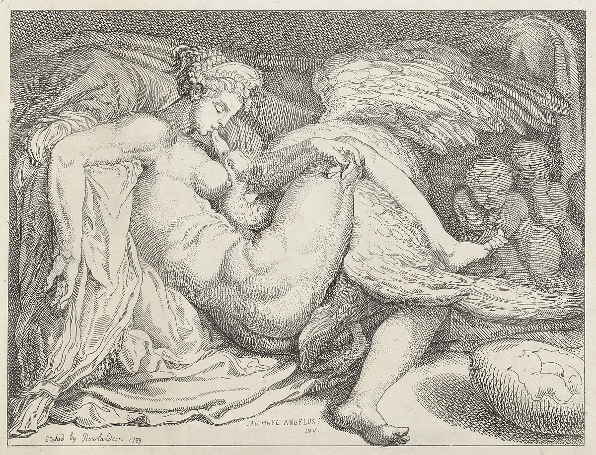 Leda and the Swan — Thomas Rowlandson|Michelangelo Buonarroti