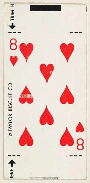 8 of Hearts, bakery card from the Playing Cards series (D98), issued by the Taylor Biscuit Company — Taylor Biscuit Company