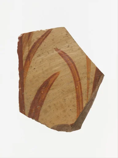 Terracotta vessel fragment with grass motif