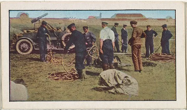 Card No. 146, A British Flying Corps Breaking Camp, from the World War I Scenes series (T121) issued by Sweet Caporal Cigarettes — American Tobacco Company|Underwood & Underwood