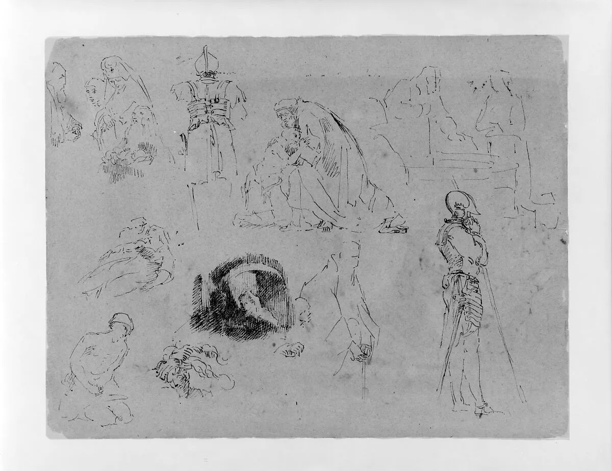 Figure Studies after Rembrandt Etchings (from Sketchbook) — Thomas Sully