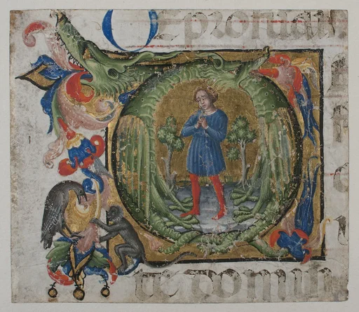 Manuscript Illumination with Initial Q, from a Choir Book