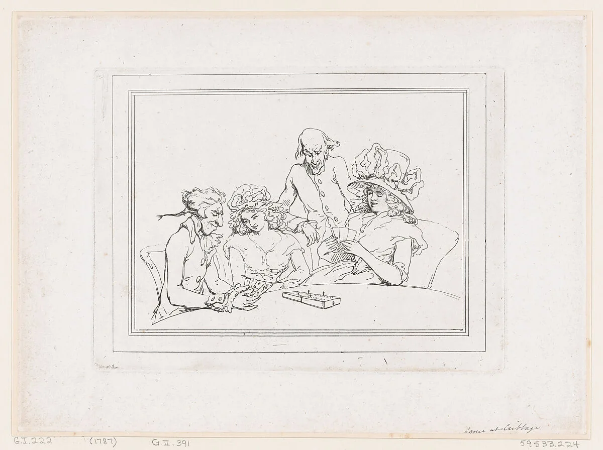 Game at Cribbage — Thomas Rowlandson