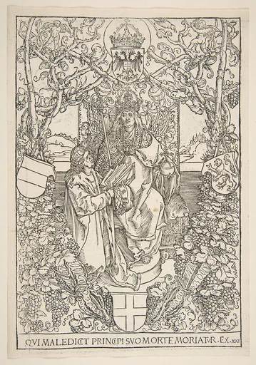 Conrad Celtis Presenting His Book "Quatuor Libri Amorum" to Maximilian I ( from the book)