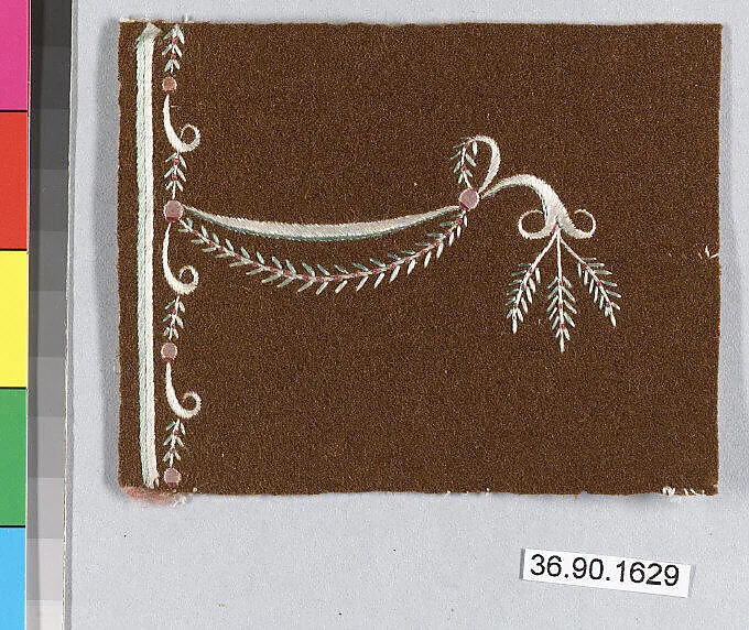 Embroidery sample for a man’s suit — Unknown