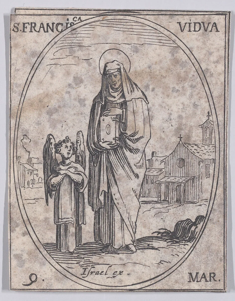 Ste. Francoise, veuve (St. Frances of Rome, Widow), March 9th, from "Les Images De Tous Les Saincts et Saintes de L'Année" (Images of All of the Saints and Religious Events of the Year) — Jacques Callot|Israël Henriet