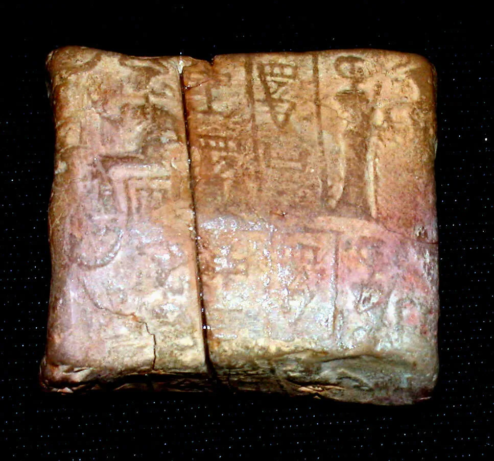 Cuneiform tablet case impressed with cylinder seal, for cuneiform tablet 86.11.249a: receipt of a kid — Unknown